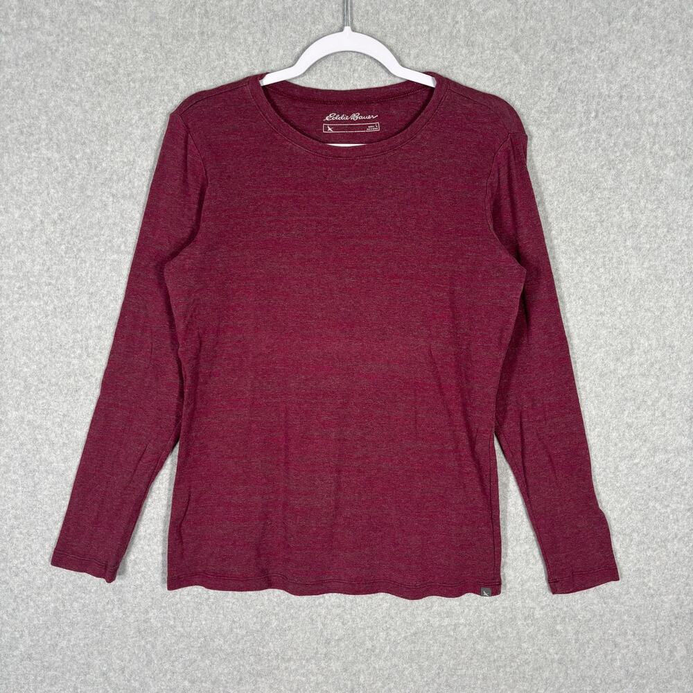 Eddie Bauer Shirt Large Jersey Knit Base Layer Basic Heathered Thin Stretch GORP